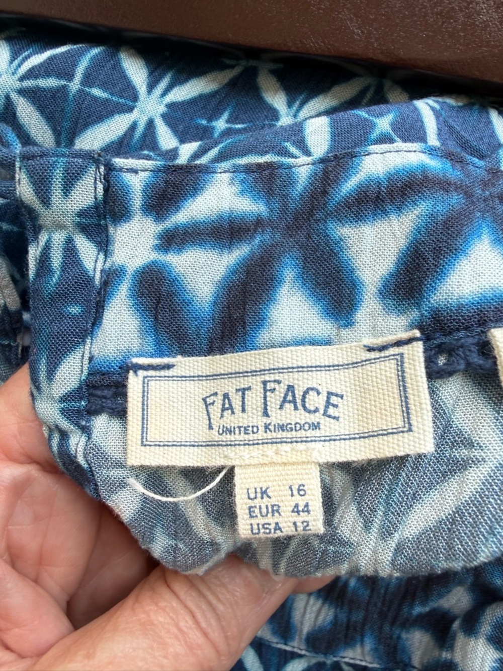 Fat Face Blue Geometric Sleeveless Maxi Dress- size 12 - Picture 4 of 4